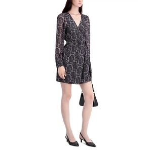 The Kooples NEW Lace Roses Wrap Dress in Black/White Size FR 1/US Small‎